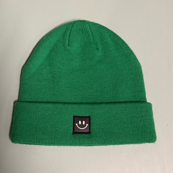 Other - Cheerful Green Kids Beanie with Smiley Patch